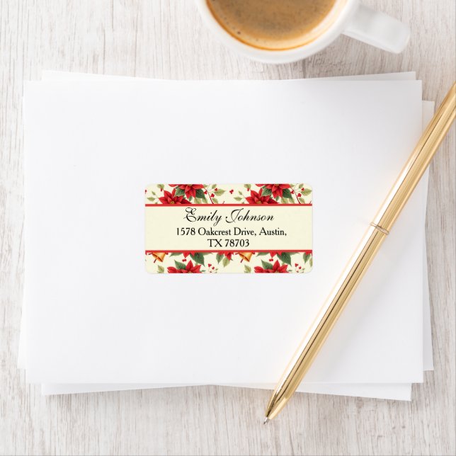 Etiqueta Personalized Retro Christmas Floral Stationery  (In situ)
