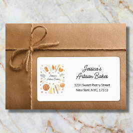 Etiqueta Personalized Watercolor Pastry Bakery Address