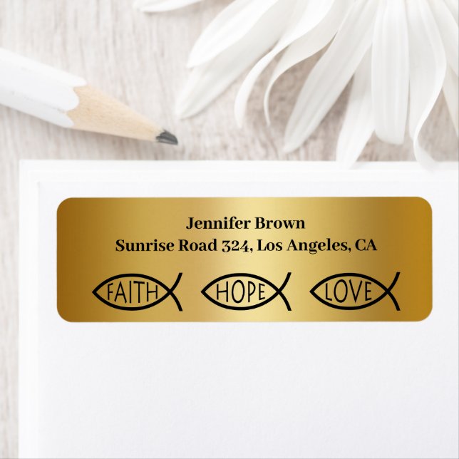 Etiqueta Pescado cristiano | Faith Hope Love (In situ)
