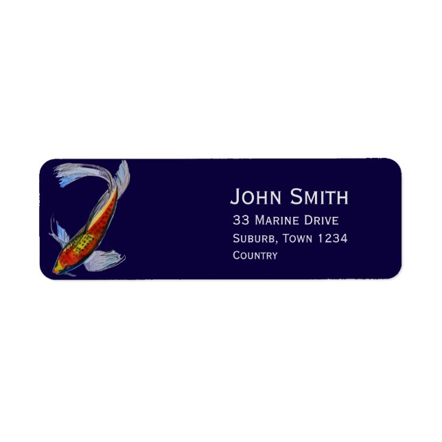 Etiqueta Pescado de arte original de Koi japonés (Frente)