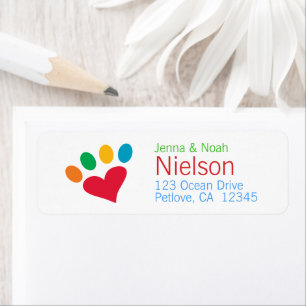 Etiqueta Pet Lover Heart Dog Cat Paw dirección de retorno d