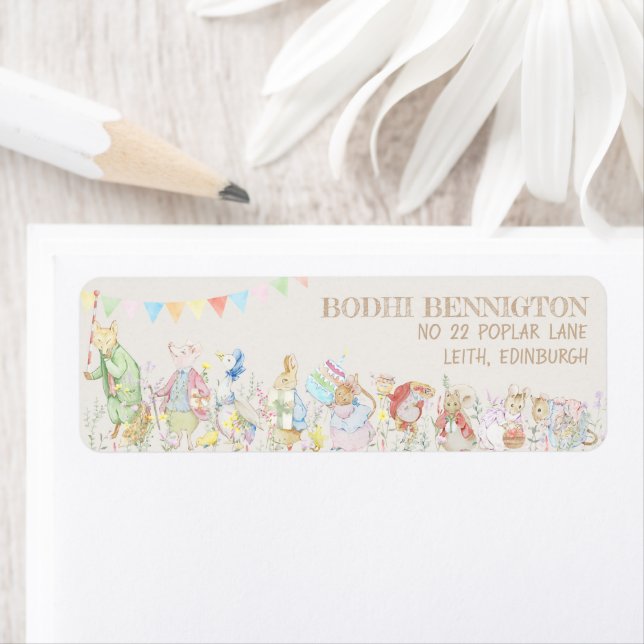 Etiqueta Peter el primer cumpleaños del conejo (In situ)