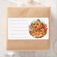 Pez payaso Dibujo animado lindo Familia Subacuátic