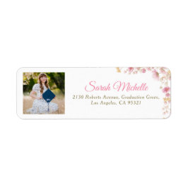 Etiqueta Photo Graduation Return Address Labels Floral