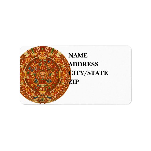 Etiqueta 'Piedra del calendario maya' (Frente)