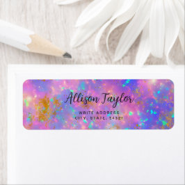 Etiqueta Piedra preciosa de Ópalo de Fuego Dorado Abstracto