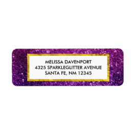 Etiqueta Piedras de Purpurina de chispas rosadas y púrpura