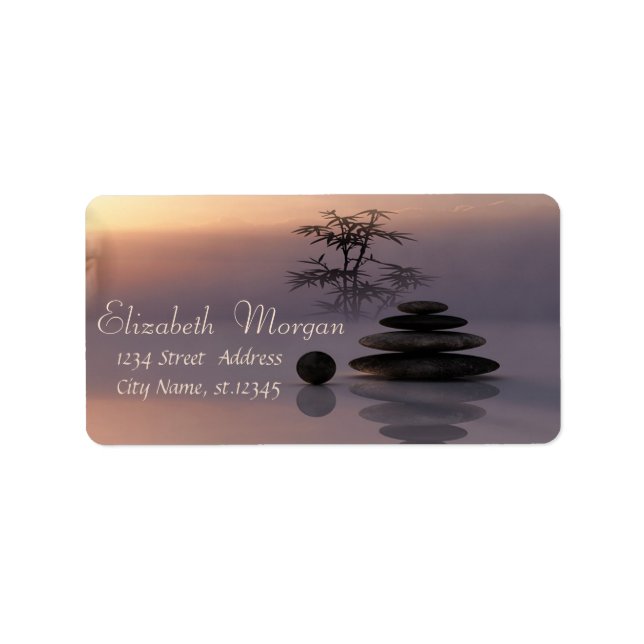 Etiqueta Piedras Zen, Bambú, Relajación (Frente)