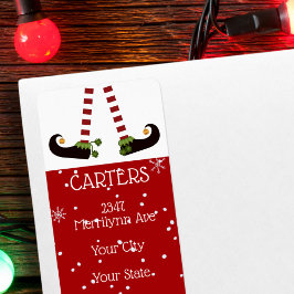 Etiqueta Piernas Elf, Dirección de devolución de fondo rojo