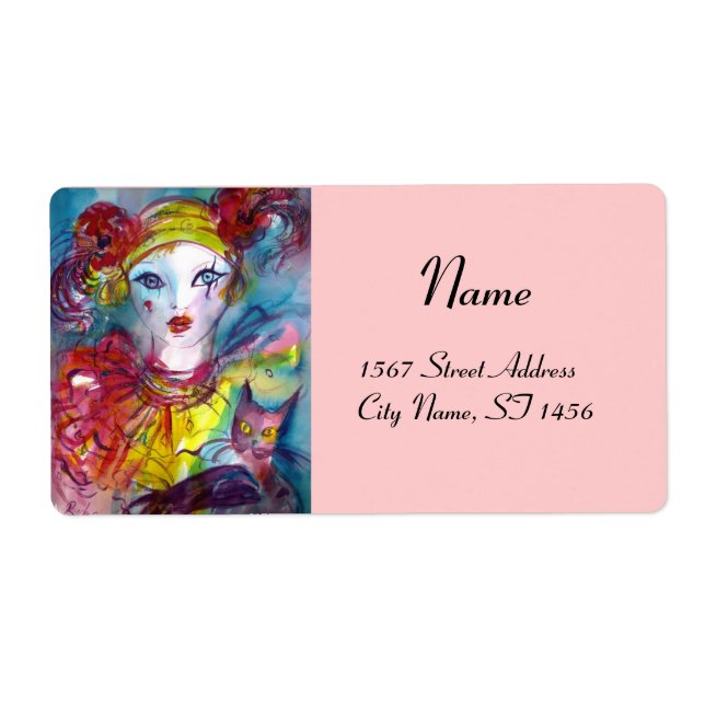 Etiqueta PIERO WITH CAT  red pink purple yellow (Frente)