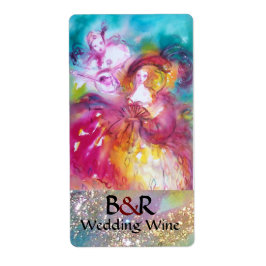 Etiqueta PIERROT Y ARLECCHINA Máscaras venecianas Boda Vino