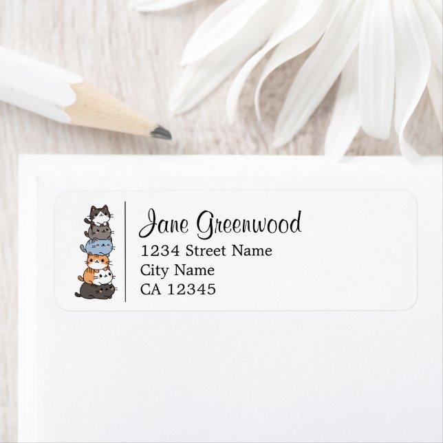 Etiqueta Pila De Gatos Nombre Y Dirección (In situ)