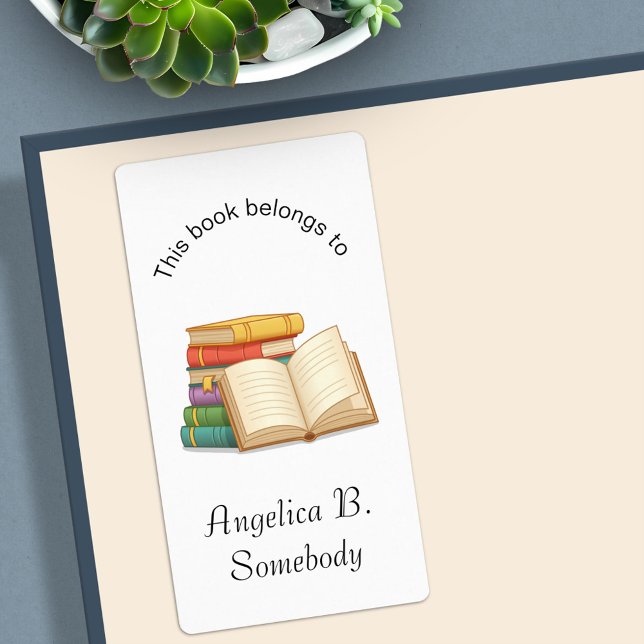 Etiqueta Pila de Libros y Libro Abierto - Exlibris (Subido por el creador)