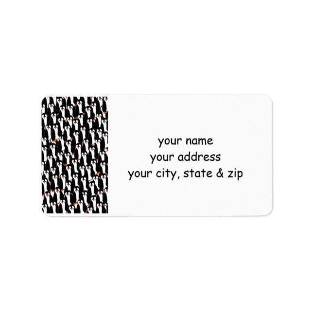 Etiqueta Pilas divertidas de pingüinos (Frente)