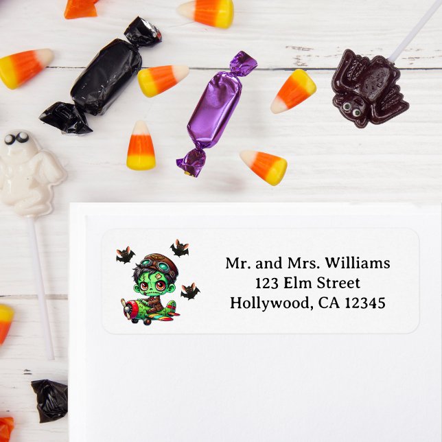 Etiqueta Piloto Zombie volando Airplane House Funny Hallowe (Subido por el creador)