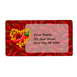 Etiqueta Pimienta chile con corazón de llama