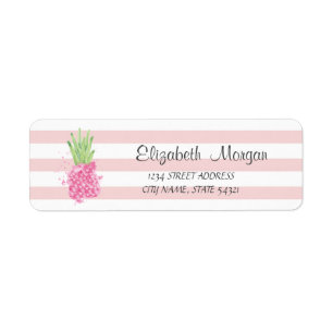 Etiqueta Piña acuarela femenina de moda, rayas 