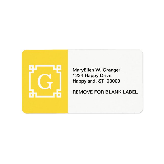 Etiqueta Piña cuyo marco de clave griego #2 monograma inici (Frente)