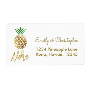 Etiqueta Piña de la hawaiana de la boda de la escritura del