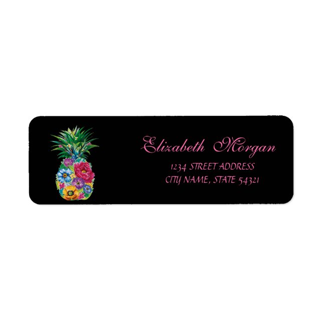 Etiqueta Piña Floral Negra (Frente)