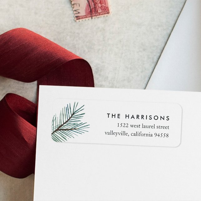 Etiqueta Pine Boughs | Dirección de devolución de vacacione (Subido por el creador)