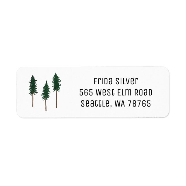 Etiqueta Pine Trees Minimalist CUSTOM Holiday Address (Frente)