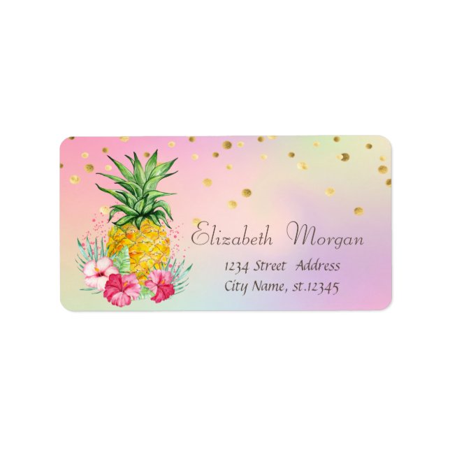 Etiqueta Pineapple Hibiscus Relieve metalizado Guay Confett (Frente)