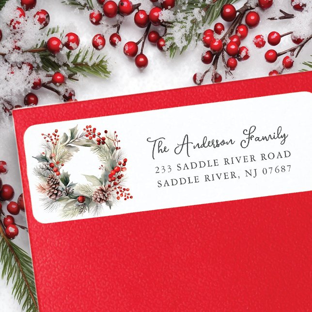 Etiqueta Pinecone Berry Wreath Holiday (Subido por el creador)