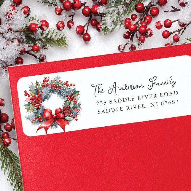 Etiqueta Pinecone Berry Wreath Holiday (Subido por el creador)