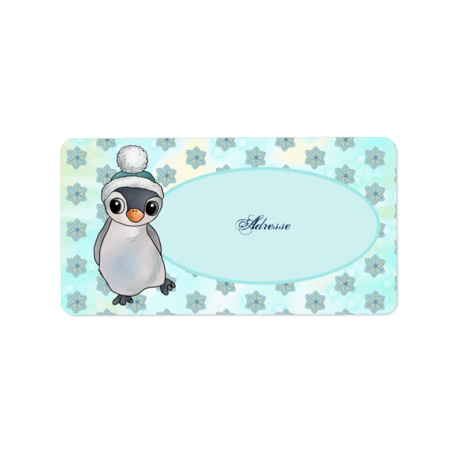 Etiqueta Pinguin mit Mütze Adressaufkleber (Frente)