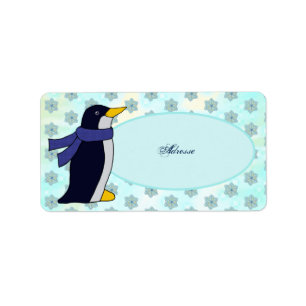 Etiqueta Pinguin mit Schal Adressaufkleber