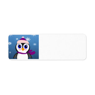 Etiqueta Pingüino adorable del dibujo animado con la