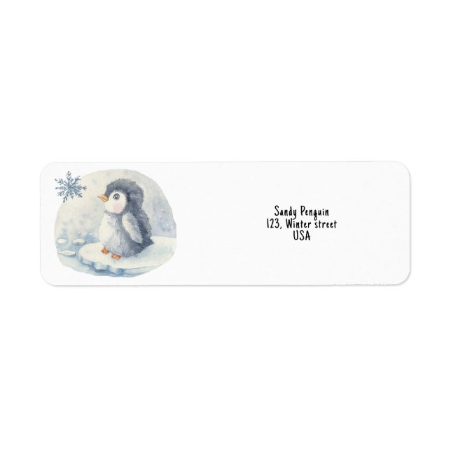 Etiqueta Pingüino. Baby shower.  (Frente)