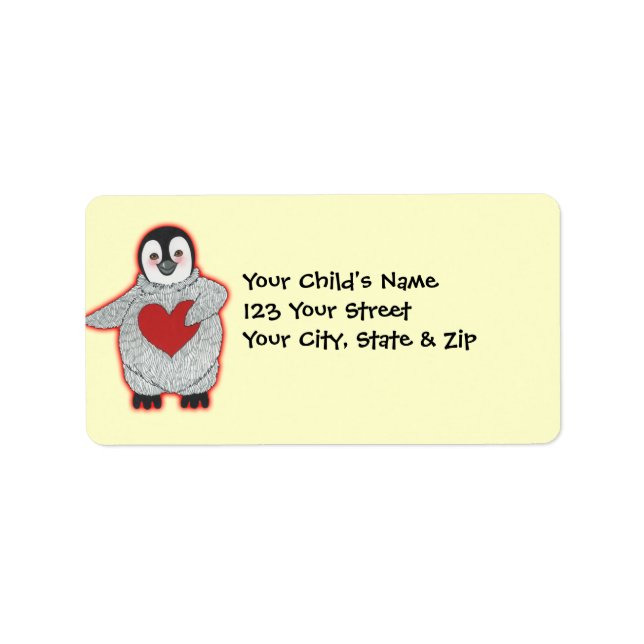 Etiqueta Pingüino con corazón (Frente)
