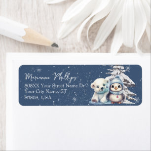 Etiqueta Pingüino de Bebé Cubo Polar Azul