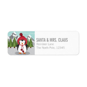 Etiqueta Pingüino de las Felices Navidad