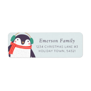Etiqueta Pingüino del día de fiesta