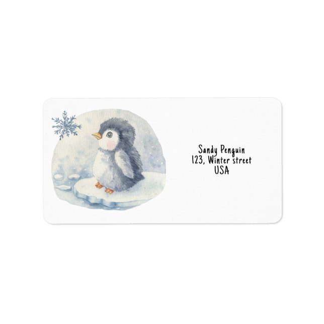 Etiqueta Pingüino. Ducha de bebé. (Frente)