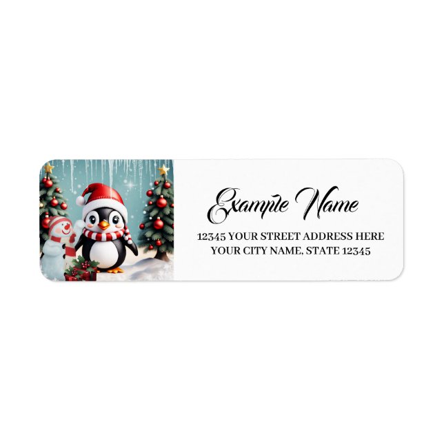 Etiqueta Pingüino gracioso. (Frente)