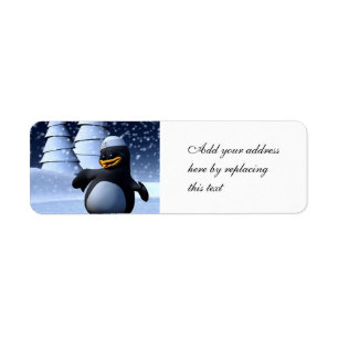 Etiqueta Pingüino Marinero Divertido Bailando