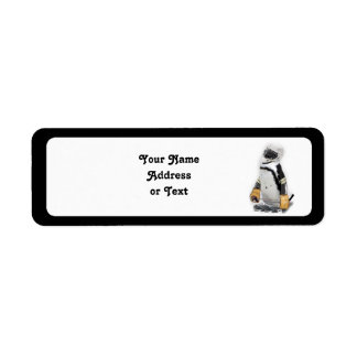 Etiqueta Pingüino Pequeño Con Engranaje De Hockey