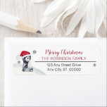Etiqueta Pingüino | Santa Hat Merry Christmas Family<br><div class="desc">Ideal para dirigirse a sus Navidades y tarjetas de vacaciones,  Navidades e invitaciones de fiestas de vacaciones y todos sus envíos de vacaciones! Pingüino lindo con sombrero de santa con flora de vacaciones combinado con campos de plantilla para personalizar sus nombres y dirección de retorno.</div>