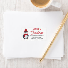 Etiqueta Pingüinos Cutos Aves de Invierno Navidades del Árt