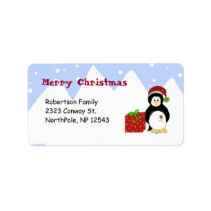 Etiqueta Pingüinos de Navidad personalizables