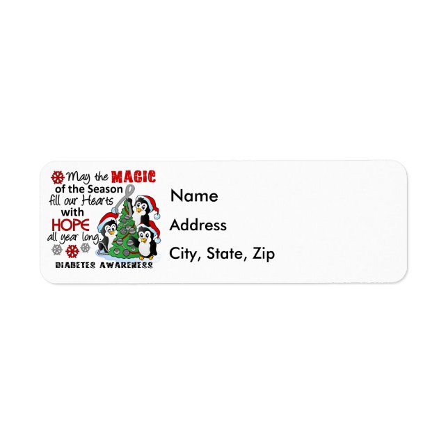 Etiqueta Pingüinos navidades Diabetes (Frente)