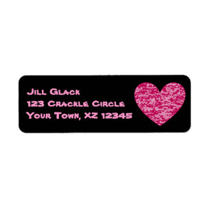 Etiqueta Pink Abstract Crackle Heart