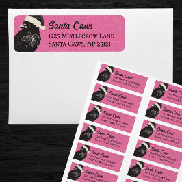 Etiqueta Pink and Black Santa Caws Crow Christmas