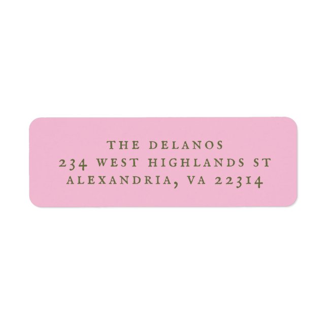 Etiqueta Pink and Green Simple Antique Serif Text (Frente)