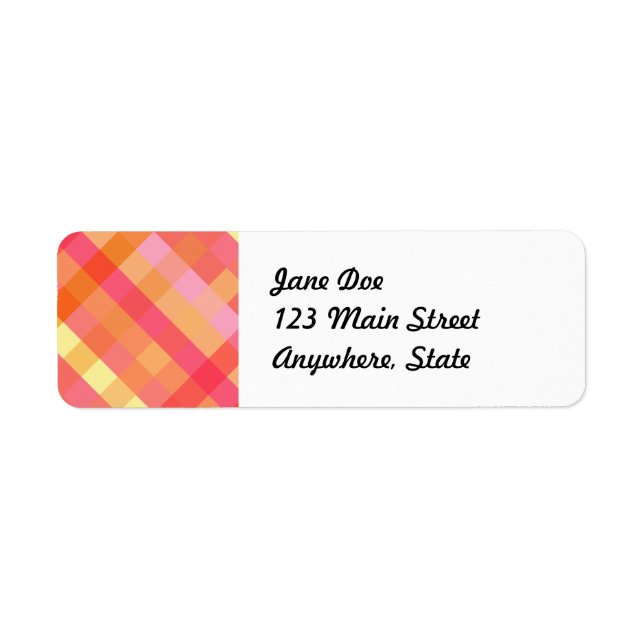 Etiqueta Pink and orange plaid (Frente)