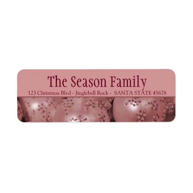 Etiqueta Pink baubles Christmas address (Frente)